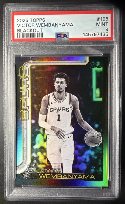 2025-26 Topps Victor Wembanyama #195 Crackleboard Foil PSA 9