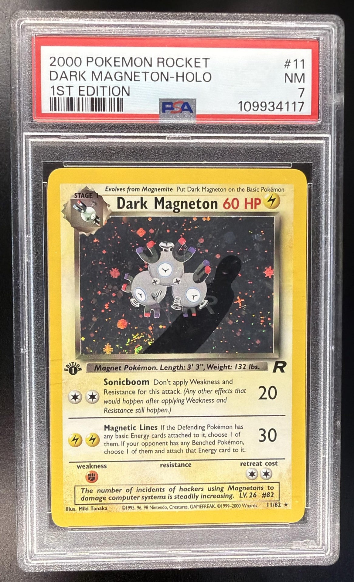 2000 Pokemon Team Rocket First Edition Dark Magneton #11/82 Holo PSA 7
