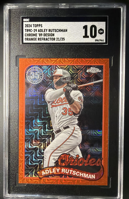 2024 Bowman Mega Box Adley Rutschman #77 Mojo Orange Refractor 21/25 SGC 10
