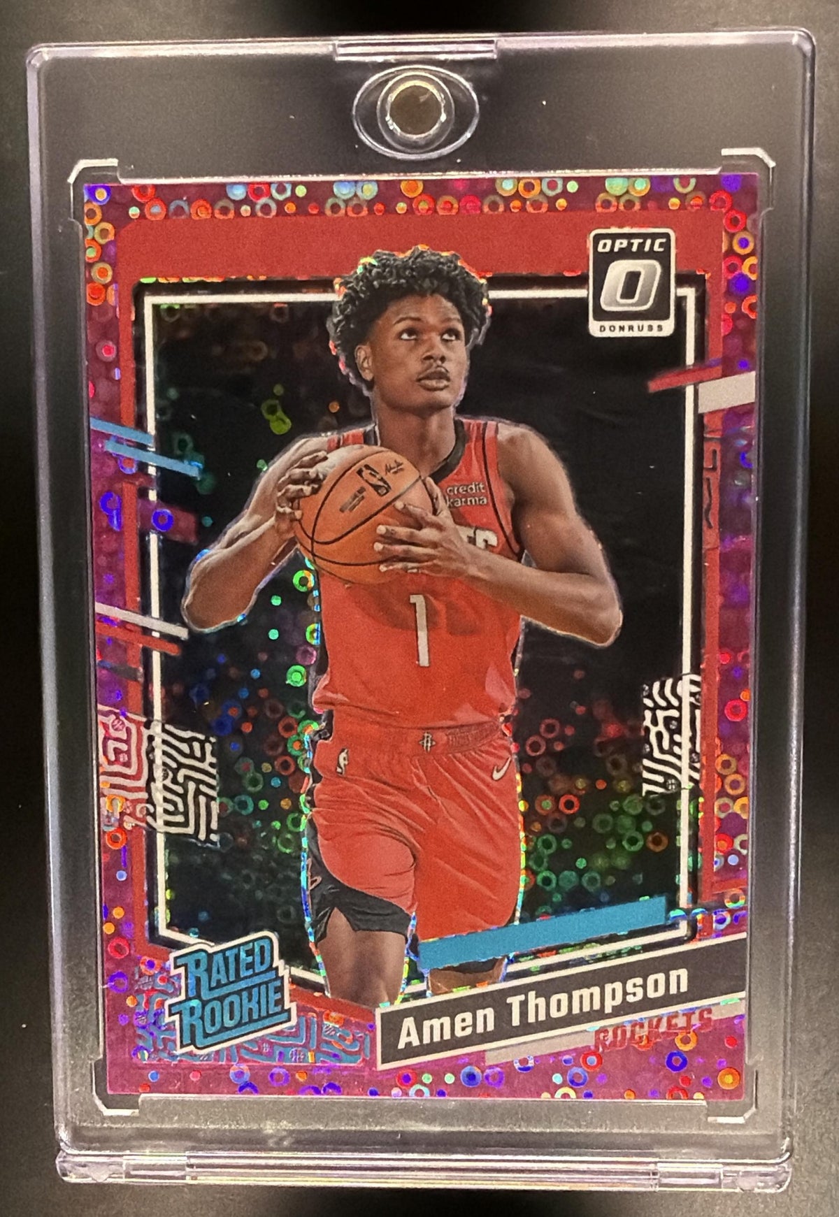 2023 Panini Donruss Optic Amen Thompson #229 Fast Break Pink /25 RC Rated Rookie