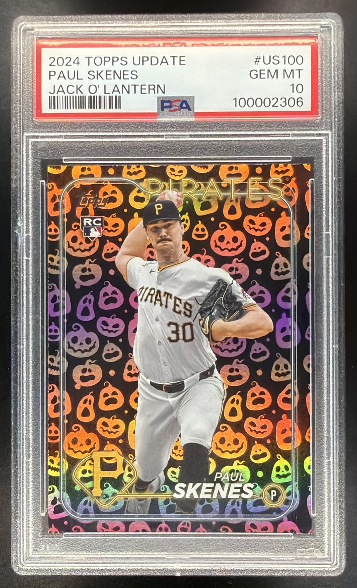 2024 Topps Update Paul Skenes #US100 Holiday Jack O'Lantern RC PSA 10