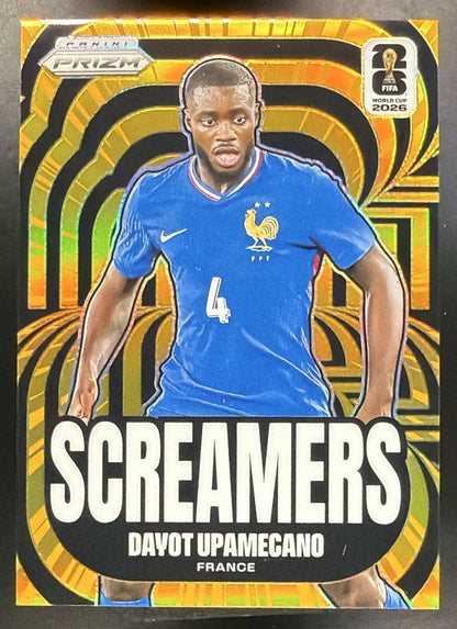 2026 Panini Prizm World Cup Dayot Upamecano #21 Screamers Breakaway Gold 03/10