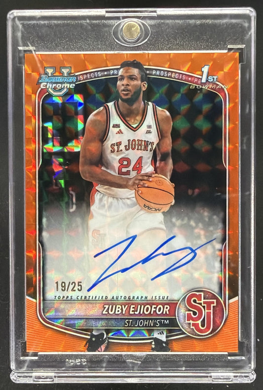 2025 Bowman Zuby Ejiofor #CPA-ZE Chrome Auto Orange Refractor /25 1st Prospect
