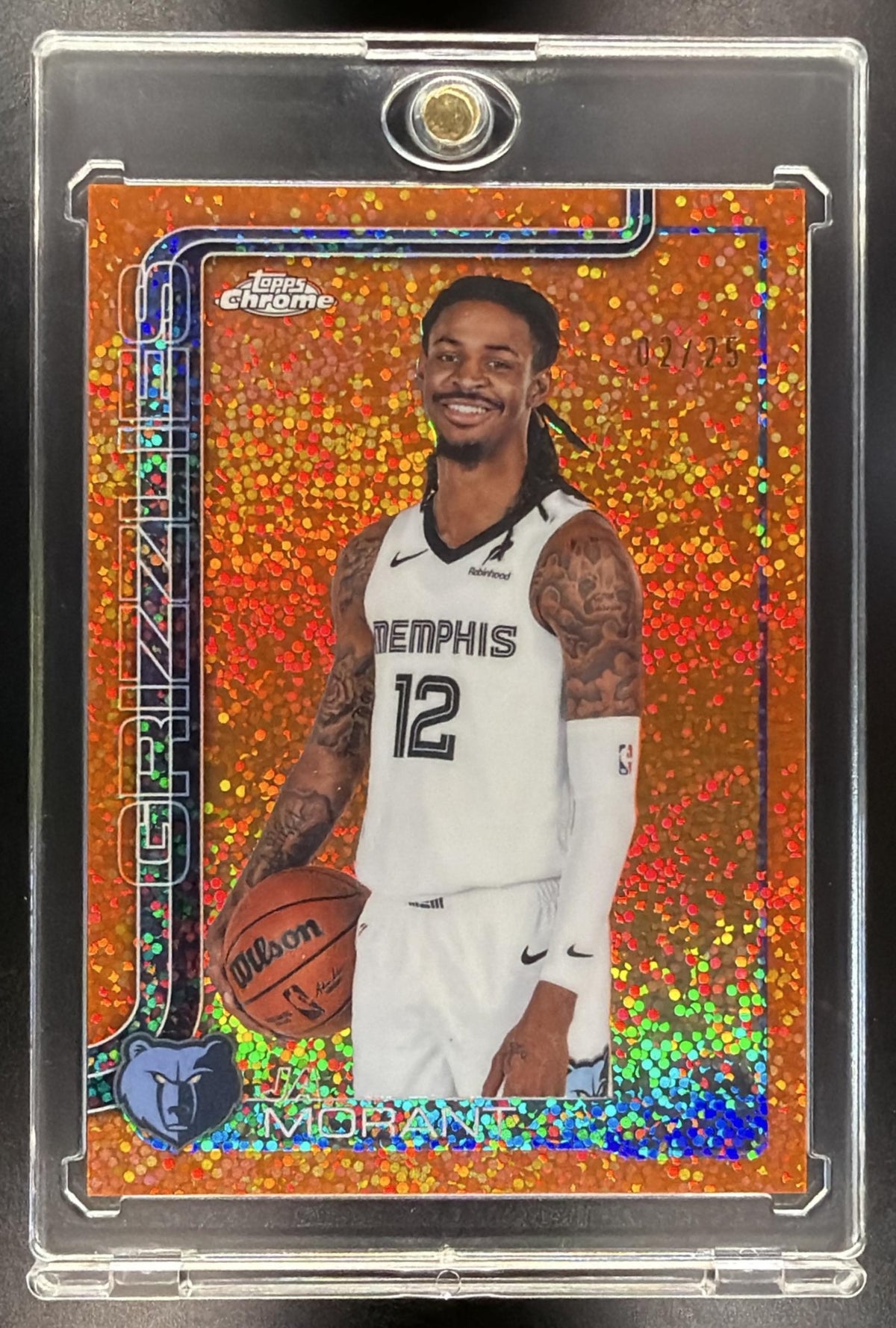 2025-26 Topps Chrome Update Ja Morant #29 Orange Refractor 2/25