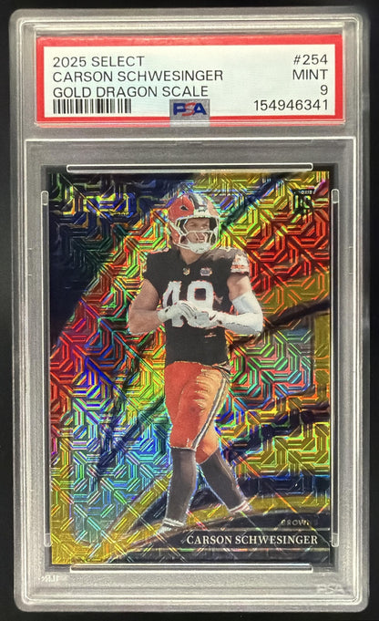 2025 Panini Select Carson Schwesinger Gold /10 Rookie PSA 9