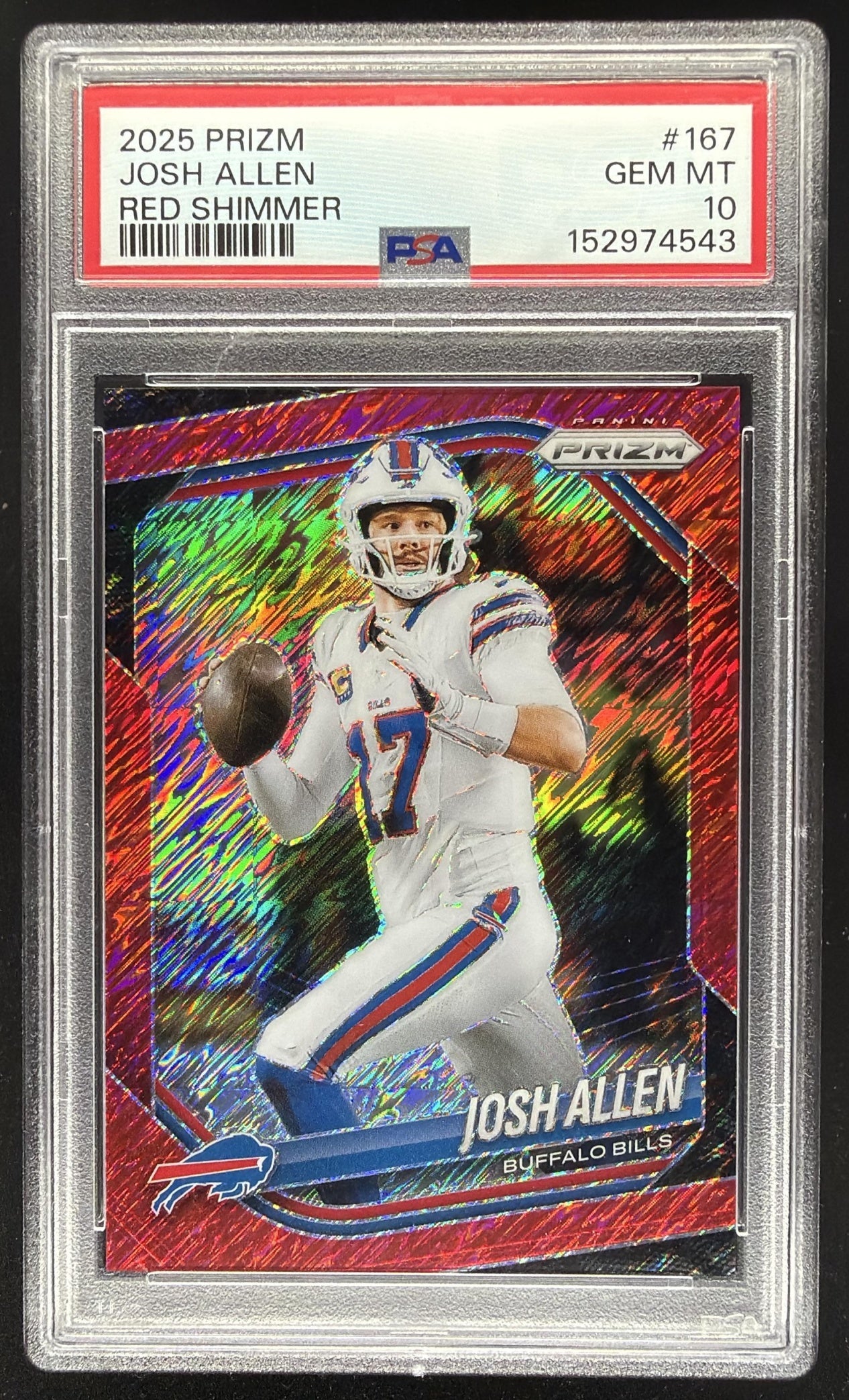 2025 Panini Prizm Josh Allen #167 Red Shimmer 32/49 PSA 10