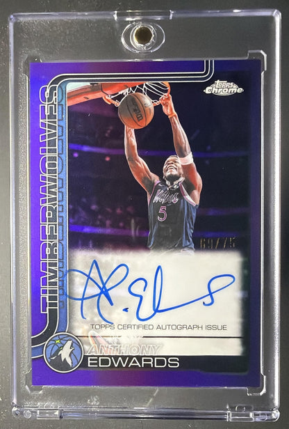 2025-26 Topps Chrome Update Anthony Edwards #TCA-AE Auto Purple Refractor 69/75