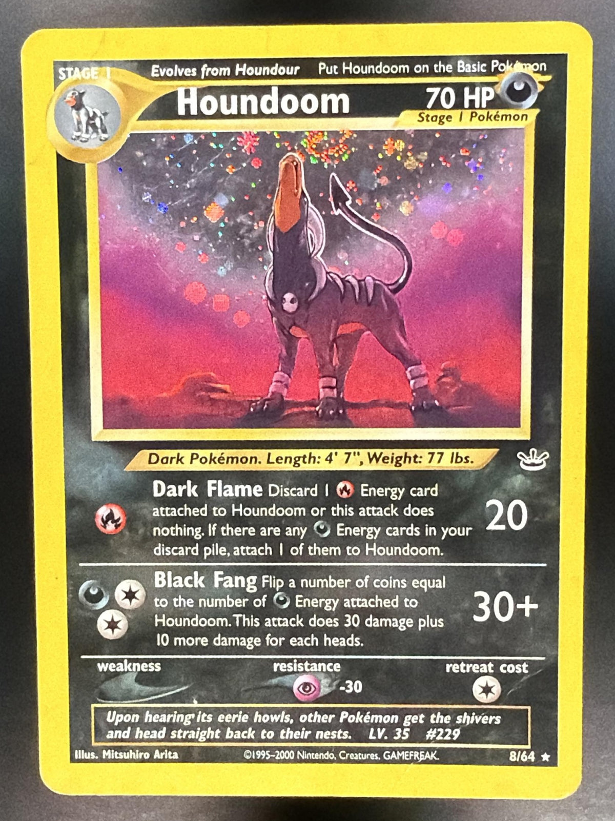 2000 Pokemon Neo Revelation Houndoom 8/64 HP Swirl