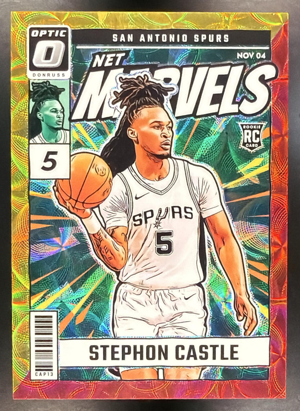 2024 Panini Donruss Optic Stephon Castle #12 Net Marvels Red & Gold International /99 RC
