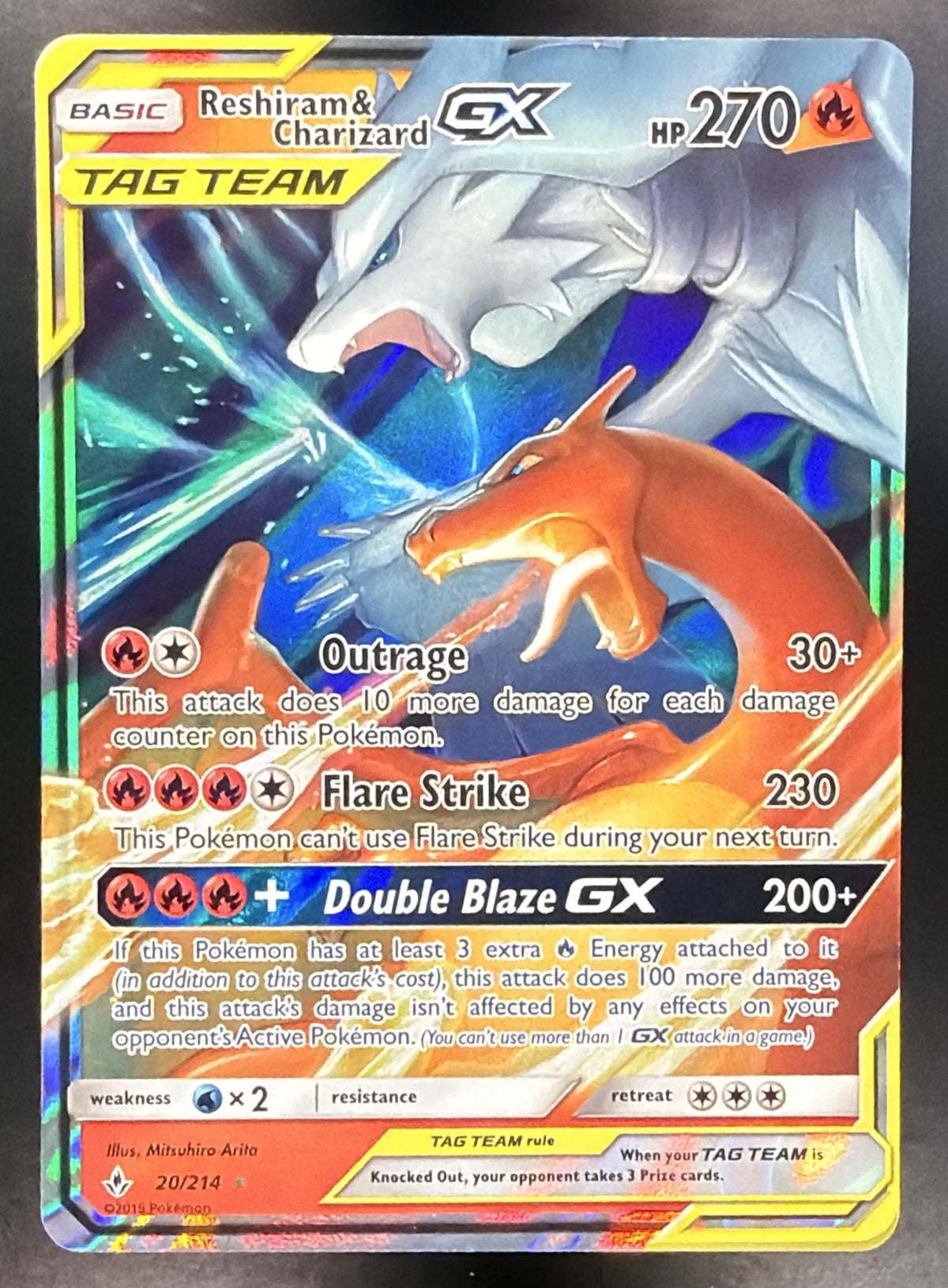 2019 Pokemon Unbroken Bonds Reshiram & Charizard GX Tag Team 20/214 NM
