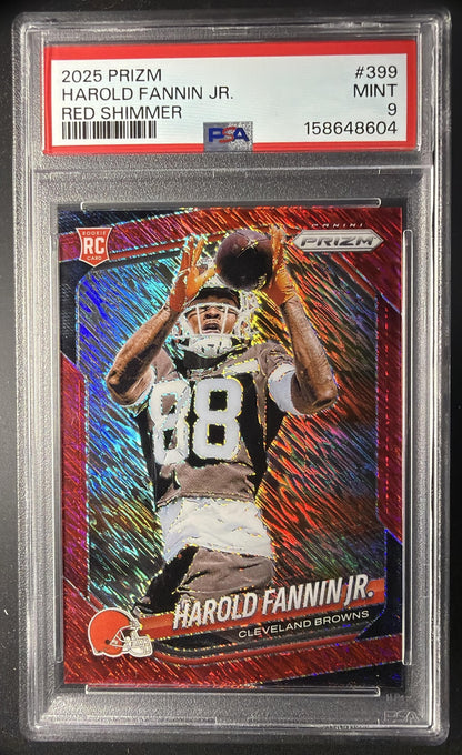 2025 Panini Prizm Harold Fannin Jr. #399 Red Shimmer 41/49 RC PSA 9