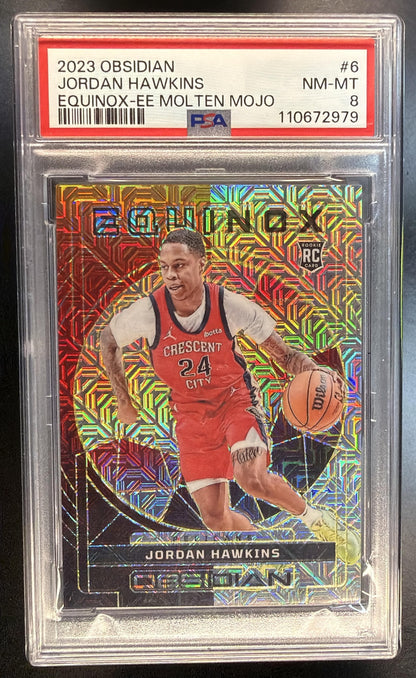 2023 Panini Obsidian Jordan Hawkins #8 Electric Etch Molten Mojo RC PSA 8