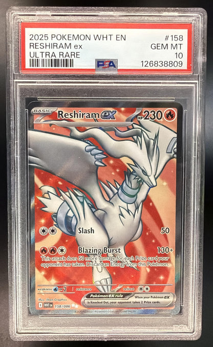 2025 Pokemon White Flare Reshiram ex 158/086 PSA 10