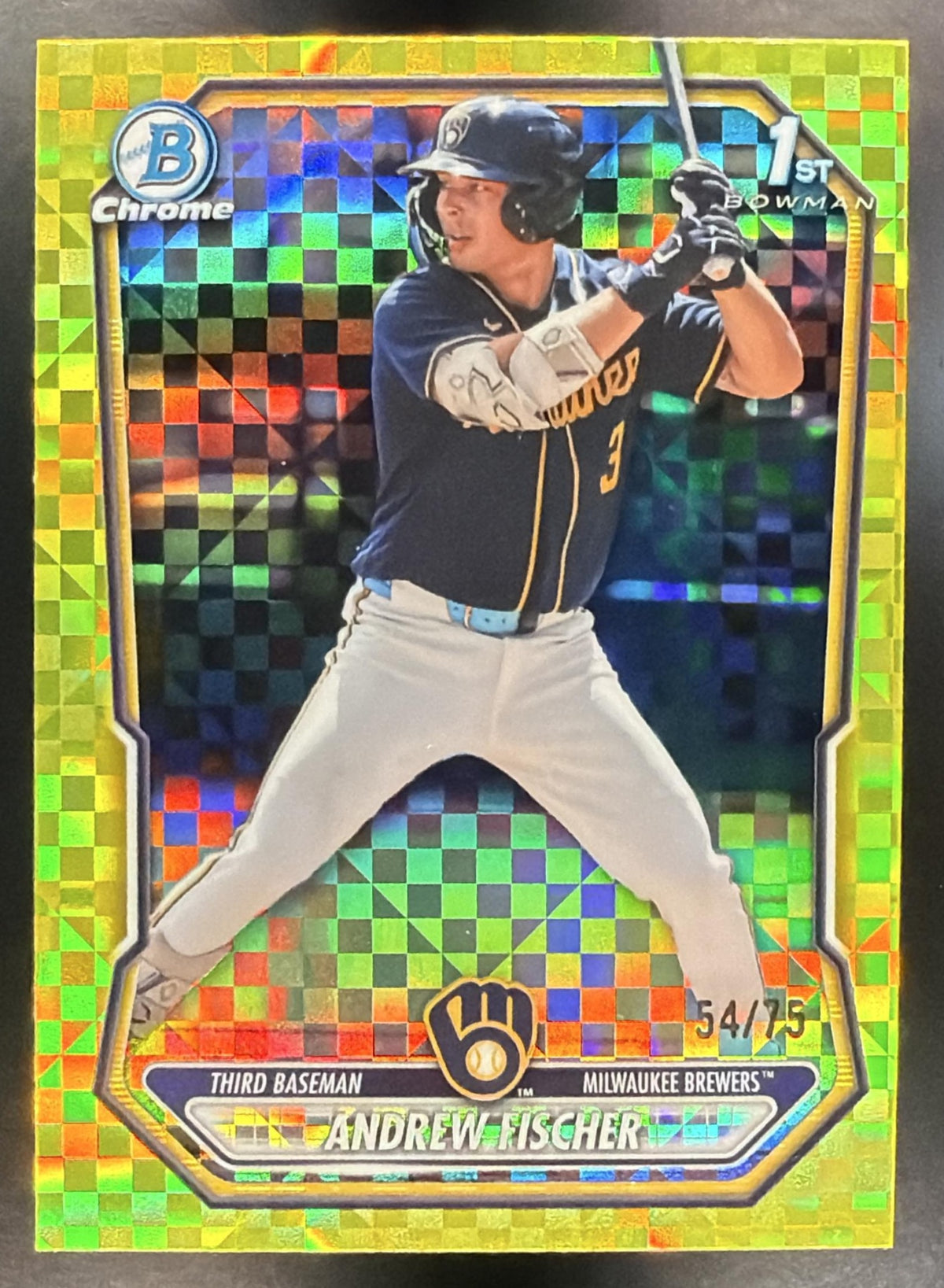 2026 Bowman Andrew Fischer #BCP-149 Chrome Yellow X-Fractor 54/75 1st Prospect