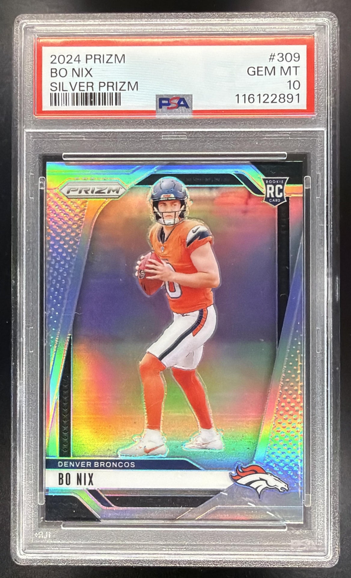 2024 Panini Prizm Bo Nix #309 Silver RC PSA 10
