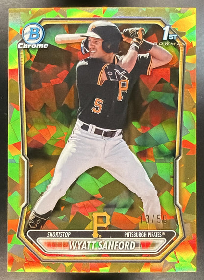2026 Bowman Sapphire Wyatt Sanford #BCP-66 Chrome Gold Refractor 13/50 1st Prospect