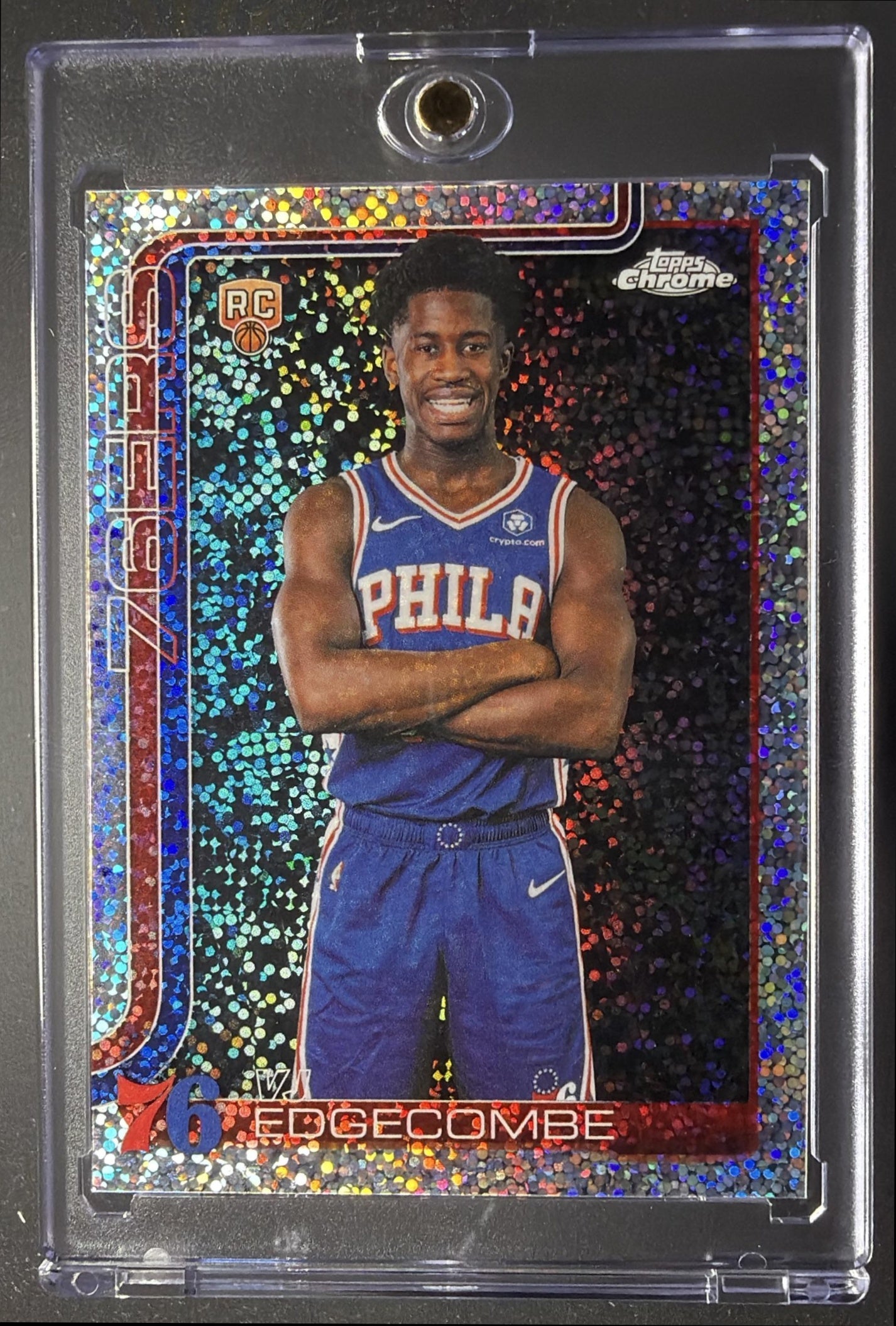 2025 Topps Chrome Update VJ Edgecombe #153 Image Variation Speckle Refractor RC