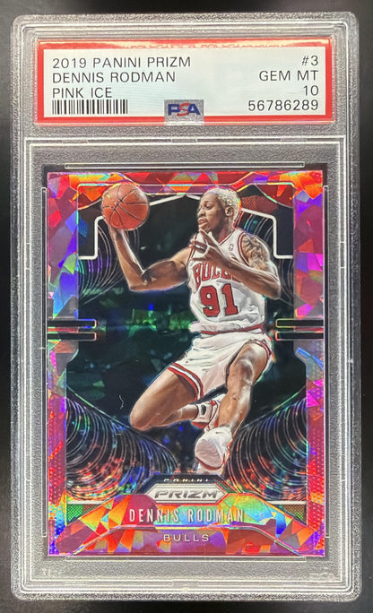 2019-20 Panini Prizm Dennis Rodman #3 Prizms Pink Ice PSA 10