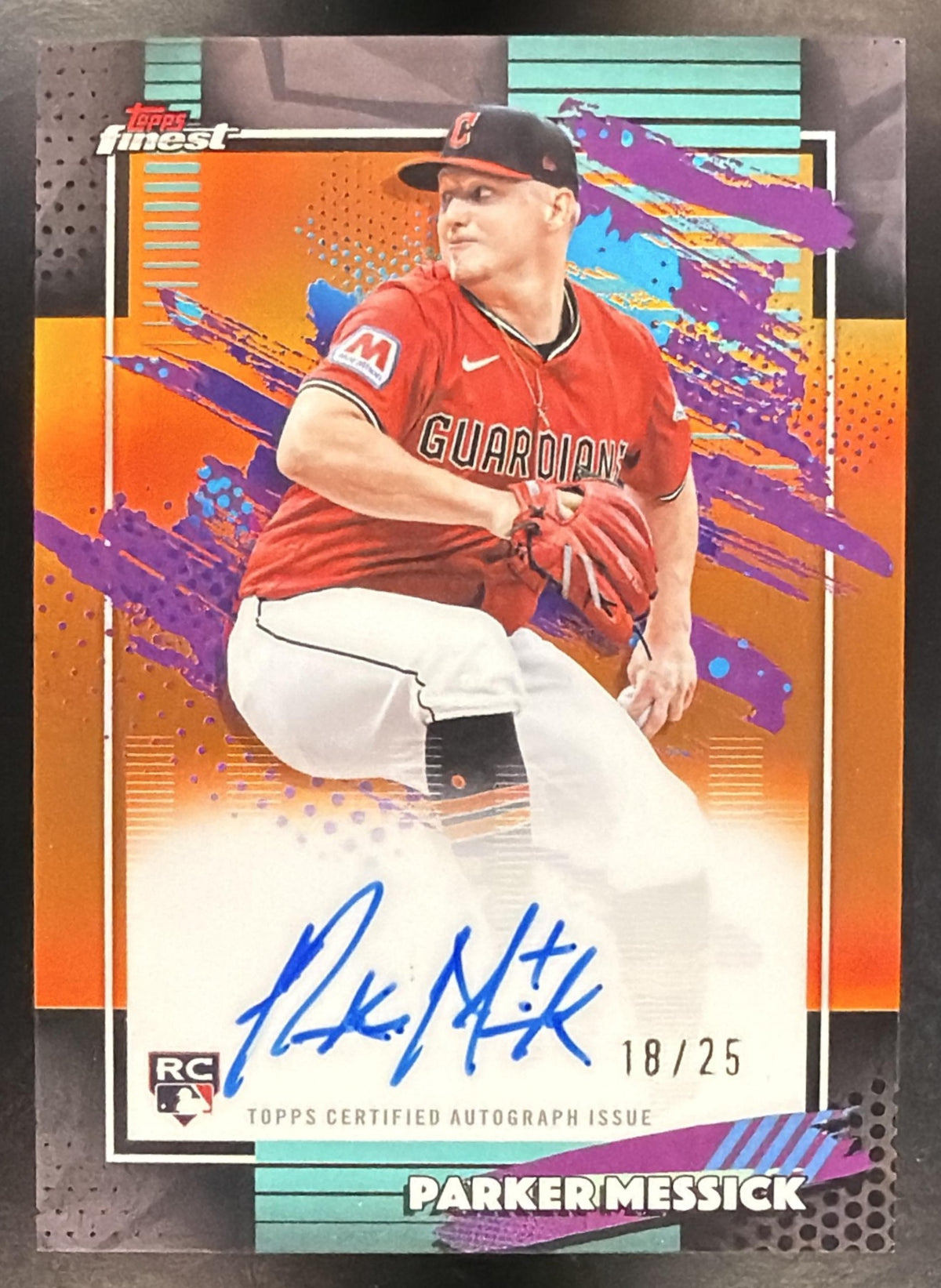 2026 Topps Finest Baseball Parker Messick #PA-PM Orange Refractor Auto 18/25 RC