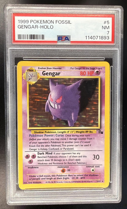 1999 Pokemon Fossil Gengar #5/62 PSA 7