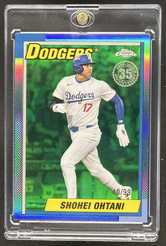 2025 Topps Chrome Shohei Ohtani #90CB-7 1990 Baseball Green Refractor 40/99