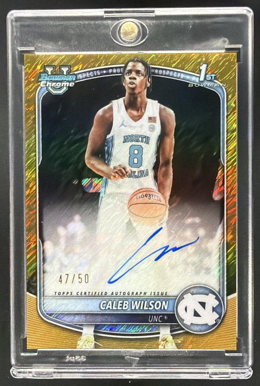 2025 Bowman Caleb Wilson #CPA-CL Chrome Auto Gold Shimmer /50 1st