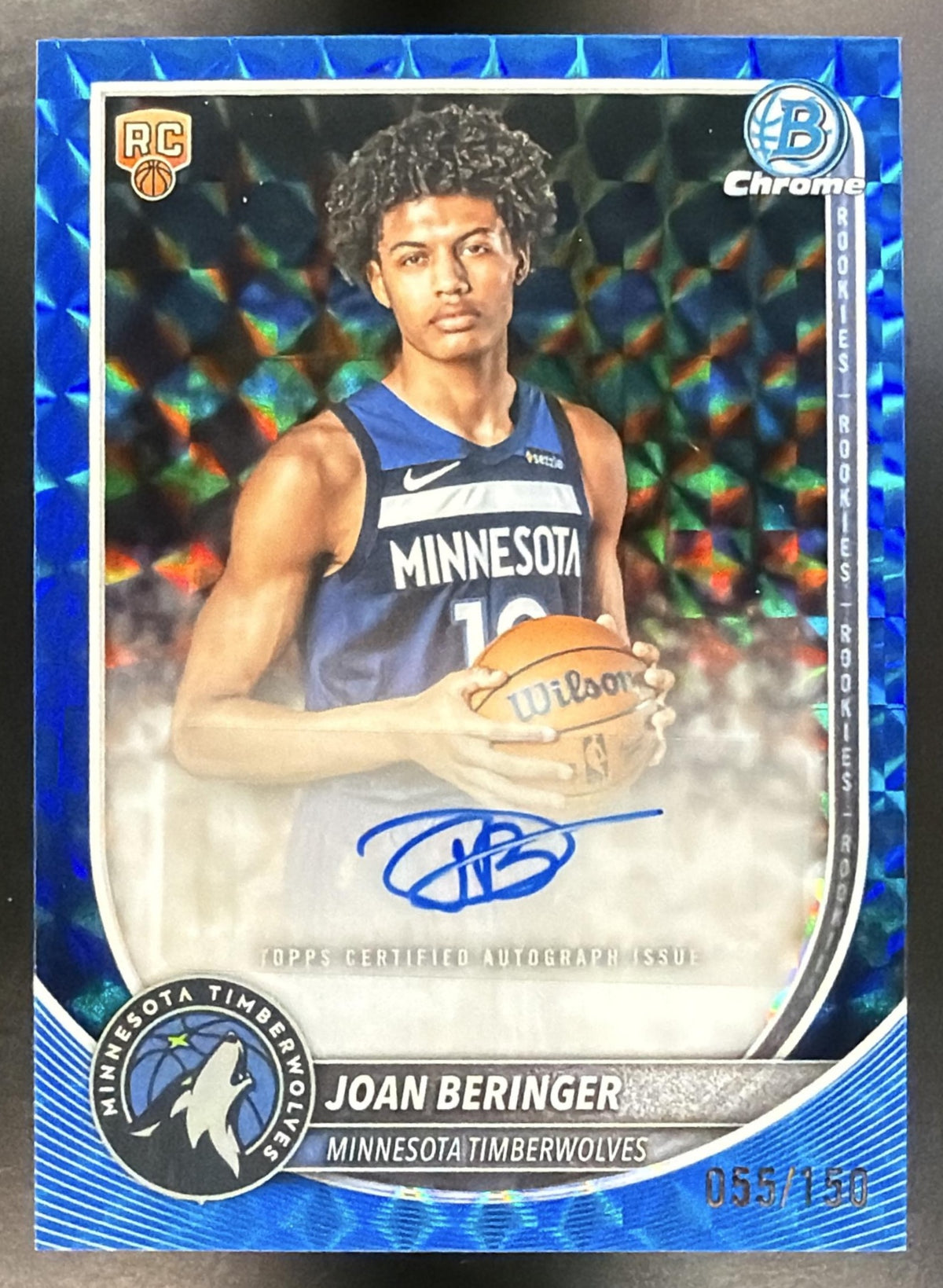 2025 Bowman Joan Beringer #BCA-JB Chrome Auto Blue Geometric Refractor 55/150 RC