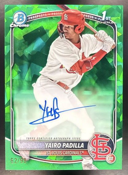 2025 Bowman Chrome Sapphire Yairo Padilla #CPSA-YP Auto Green Refractor /99 1st Prospect