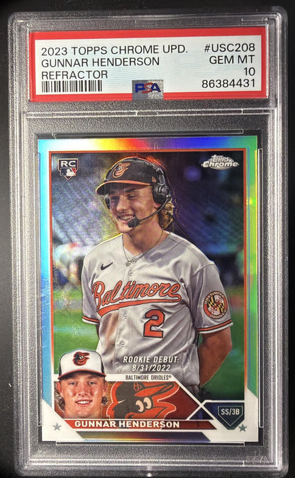 2023 Topps Chrome Update Gunnar Henderson #USC208 Refractor RC PSA 10