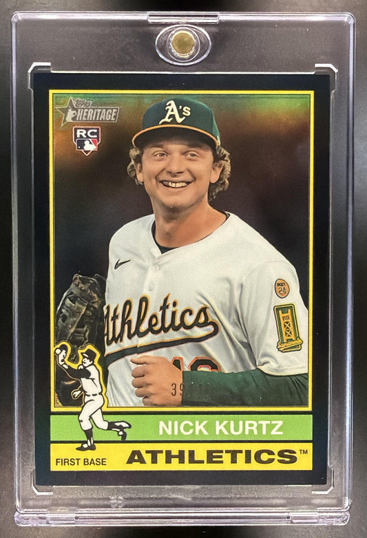 2025 Topps Heritage High Number Nick Kurtz #706 Short Prints Black Bordered /76 SP RC