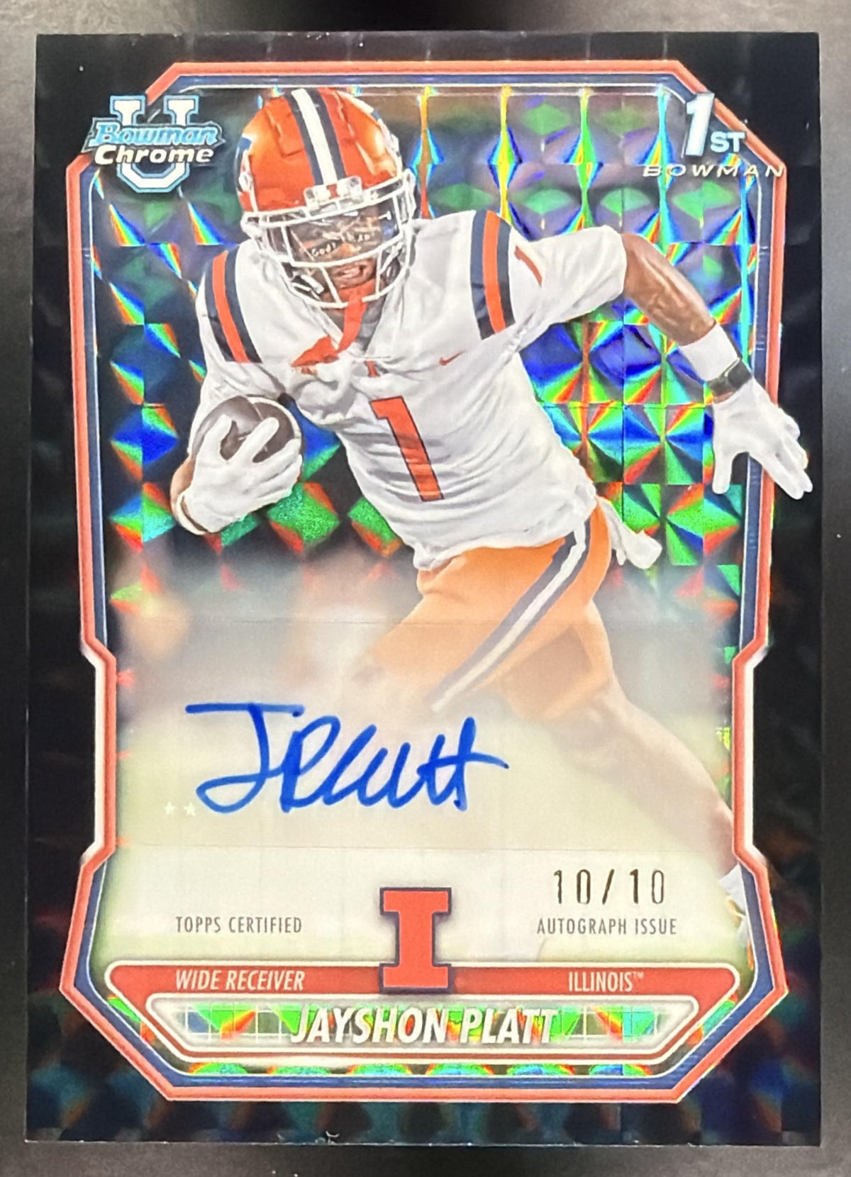 2026 Bowman Jayshon Platt #BCPA-JP Chrome Auto Black Geometric Refractor 10 /10 1st Prospect