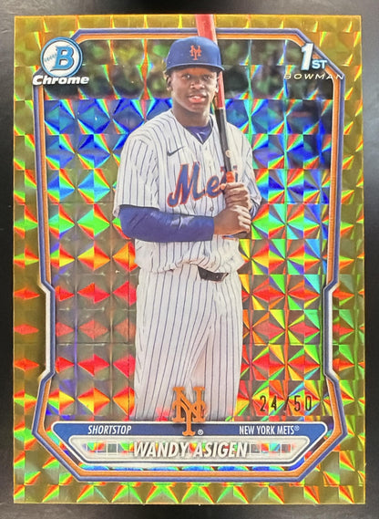 2026 Bowman Chrome Wandy Asigen #BCP-152 Gold Geometric Refractor 24/50 1st Prospect Mets