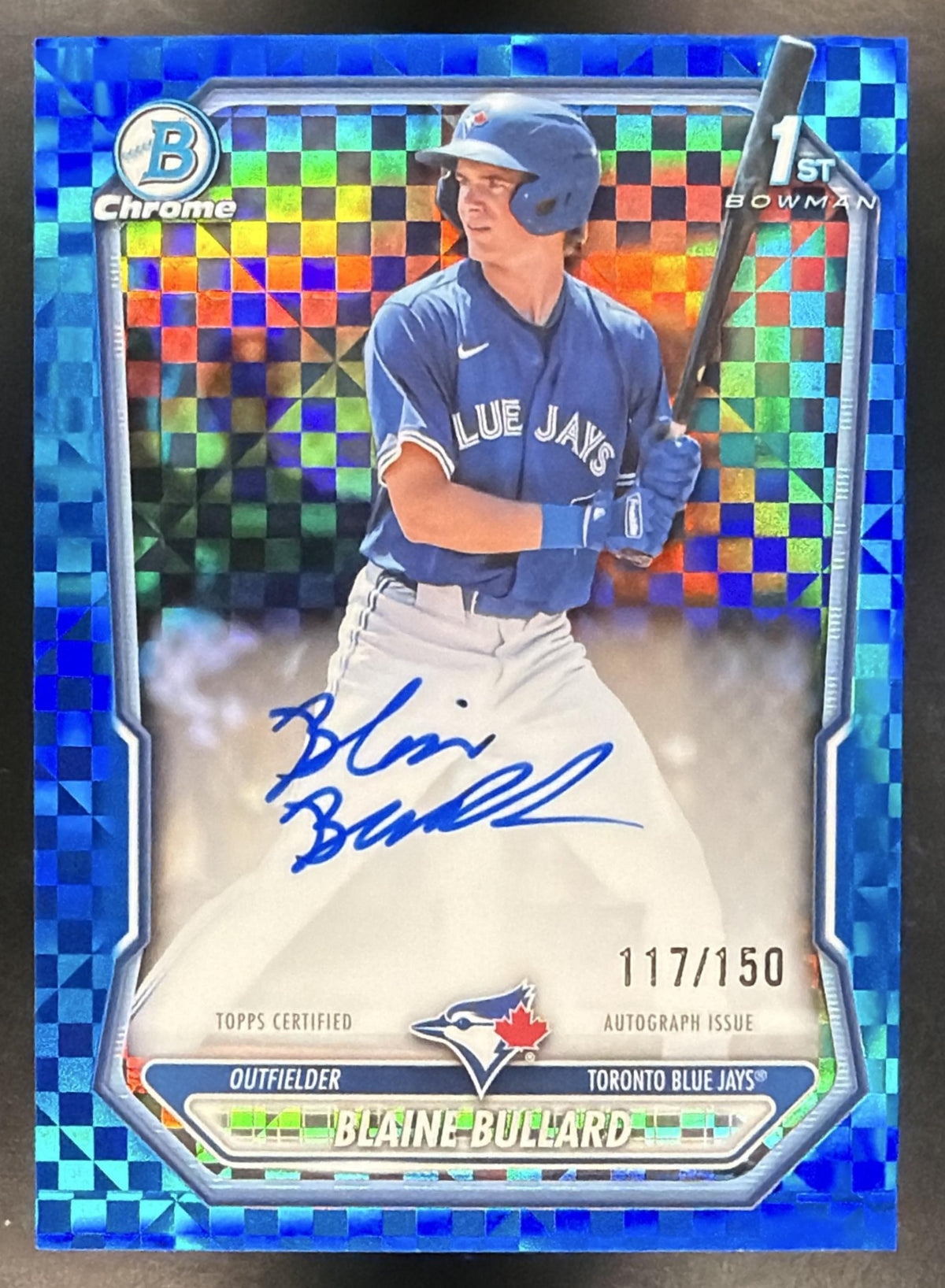 2926 Bowman Baseball Blaine Bullard #CPA-BB 1st Blue X-Fractor Auto 117/150