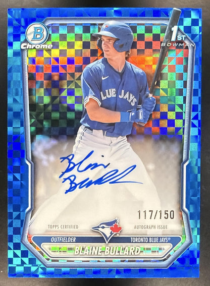 2926 Bowman Baseball Blaine Bullard #CPA-BB 1st Blue X-Fractor Auto 117/150