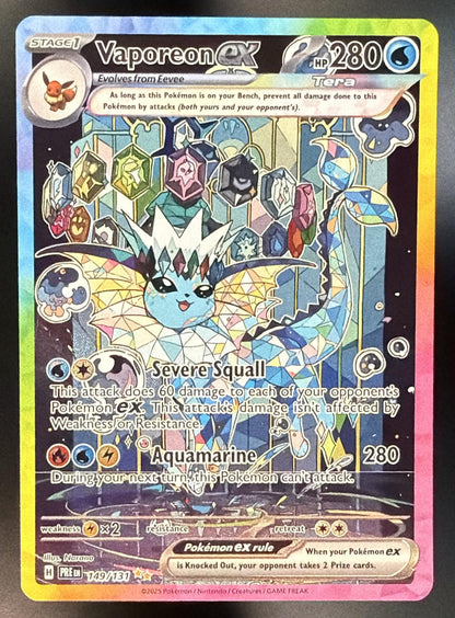 2025 Pokemon Prismatic Evolutions Vaporeon ex 149/131 NM