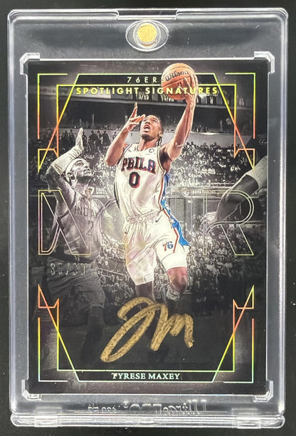 2024-25 Panini Noir Tyrese Maxey #SSV-TYM Spotlight Signatures Vertical /99 Auto
