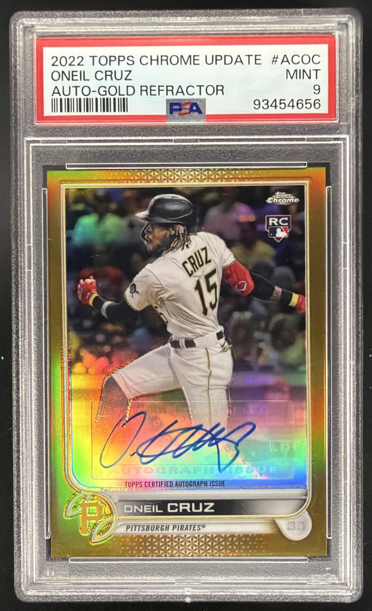 2022 Topps Chrome Oneil Cruz #RA-OC Auto Gold Refractor /50 RC PSA 9