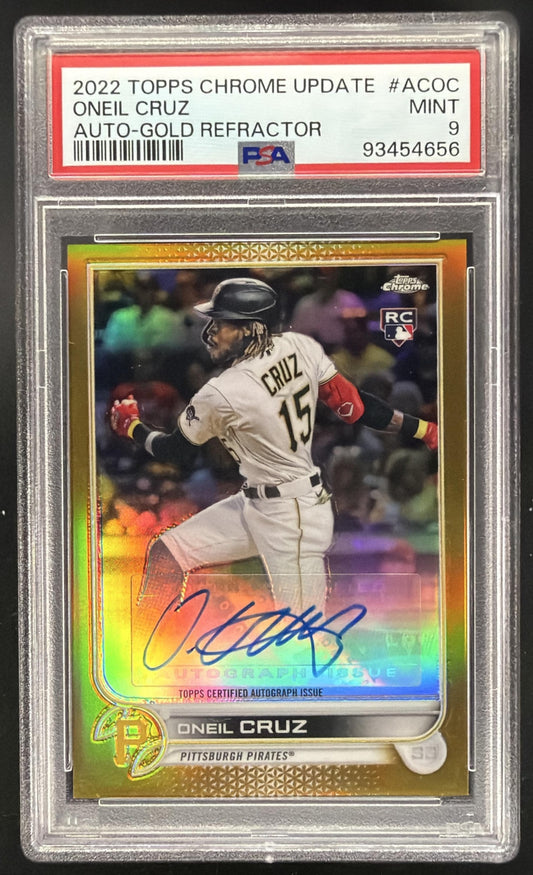 2022 Topps Chrome Oneil Cruz #RA-OC Auto Gold Refractor /50 RC PSA 9