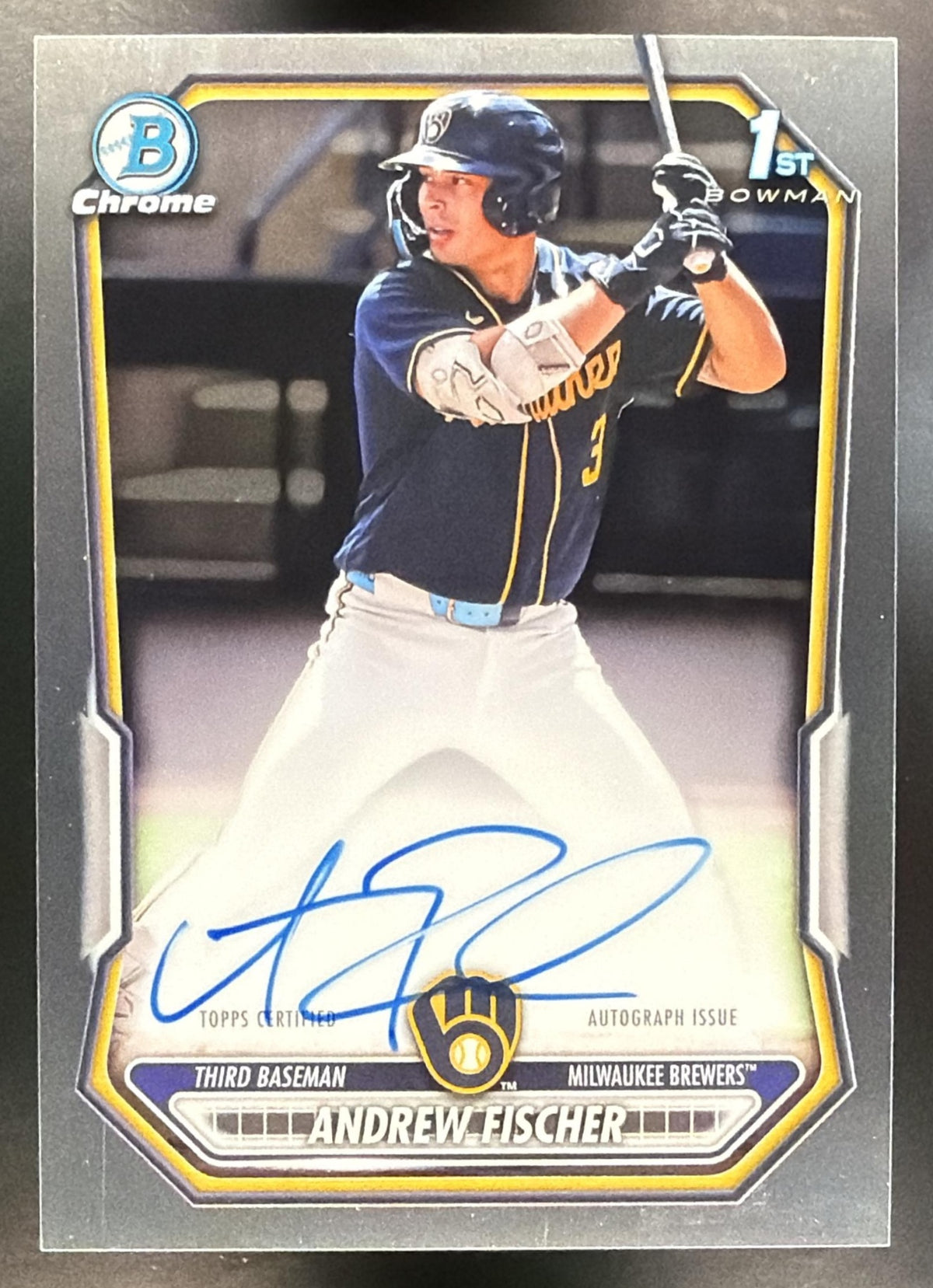 2026 Bowman Andrew Fischer #CPA-AF Chrome Auto 1st Prospect Brewers