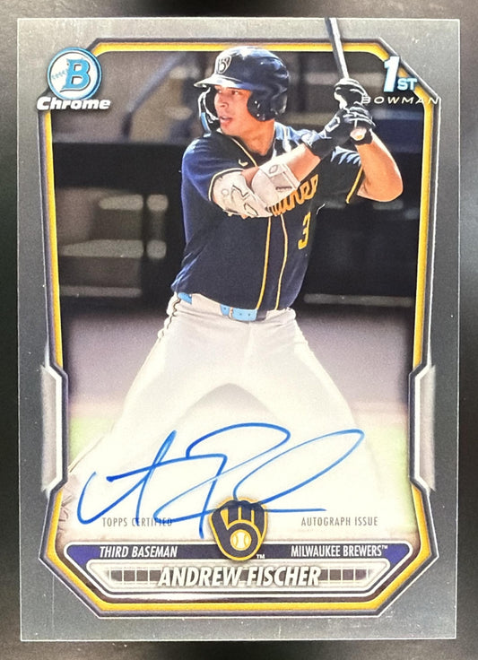 2026 Bowman Andrew Fischer #CPA-AF Chrome Auto 1st Prospect Brewers