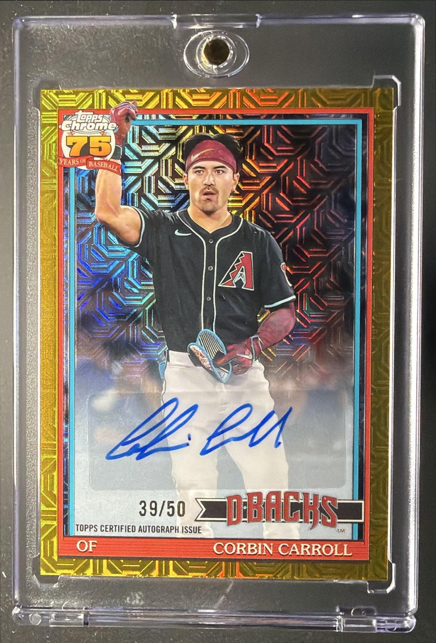 2026 Topps Series 1 Corbin Carroll #91C-3 1991 Chrome Auto Silver Pack Gold Mojo Refractor /50