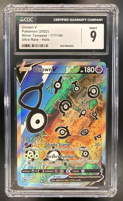2022 Pokemon Silver Tempest Unown V 177/195 CGC 9