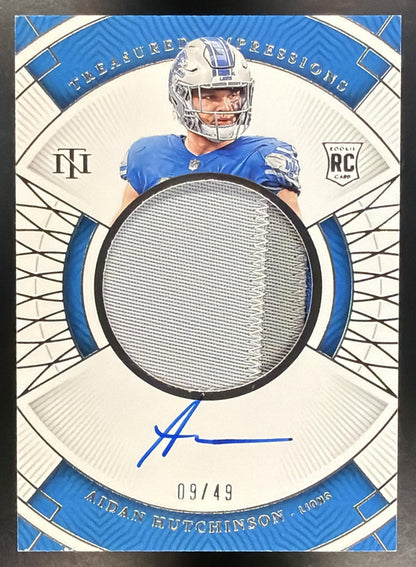 2022 Panini National Treasures Aidan Hutchinson #TI-AHU Treasured Impressions 9/49 Rookie Patch Auto