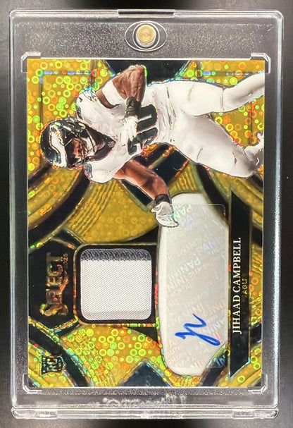 2025 Panini Select Jihaad Campbell #RSMP-JCL Rookie Signature Memorabilia Disco Gold Prizm /10 RC Auto