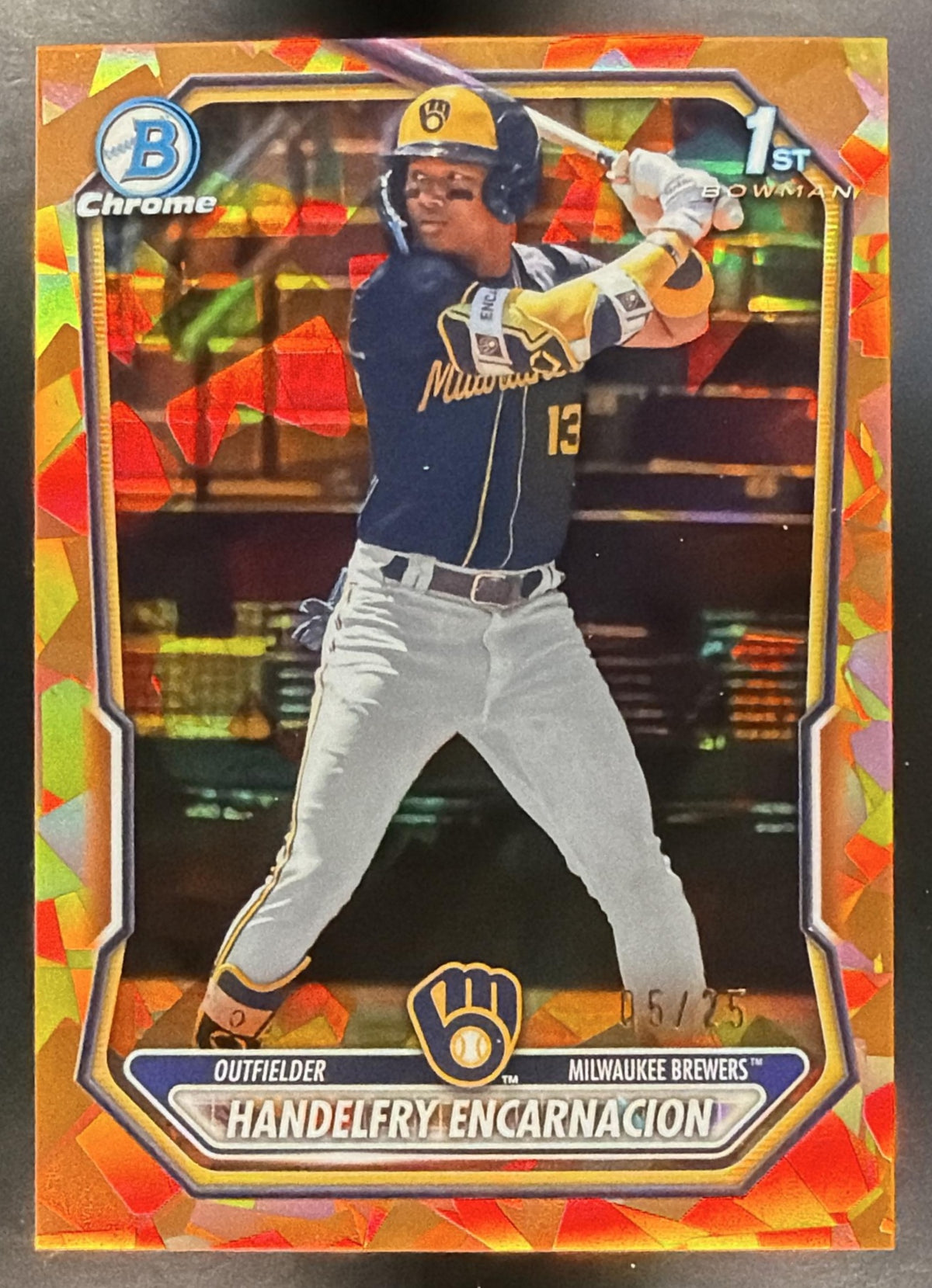 2026 Bowman Sapphire Handelfry Encarnacion #BCP-47 Chrome Orange Refractor 5/25 1st Prospect