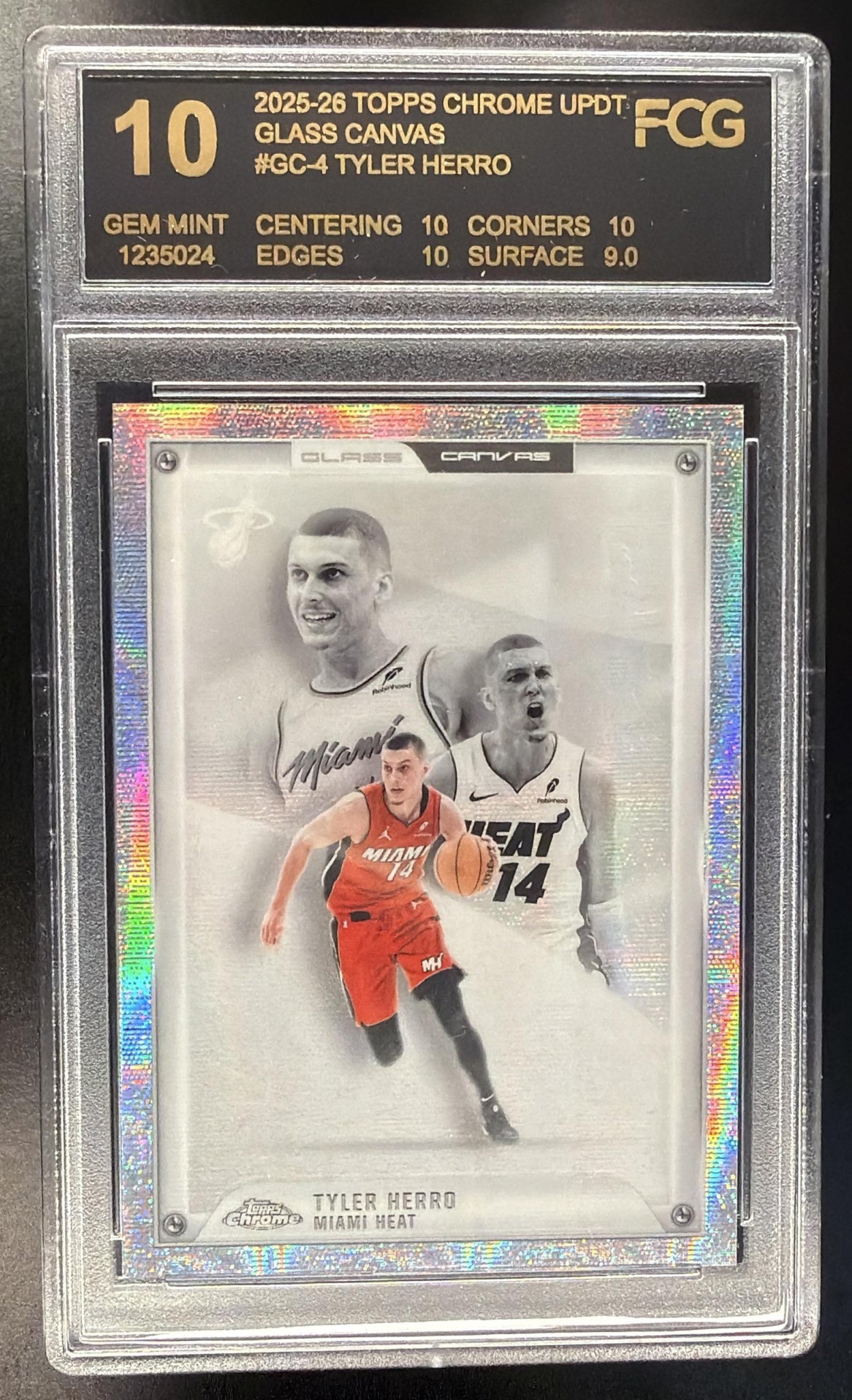 2025-26 Topps Chrome Update Tyler Herro #GC-4 Glass Canvas SSP FCG 10