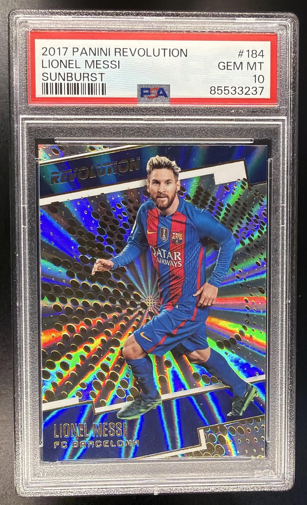 2017 Panini Revolution Lionel Messi #184 Sunburst PSA 10