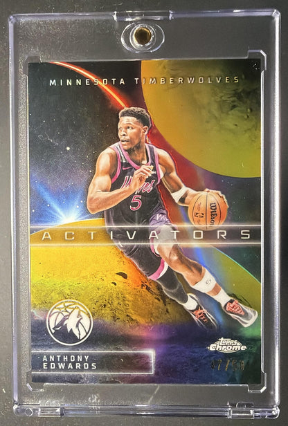 2025 Topps Chrome Update Anthony Edwards #AC-1 Activators Gold Geometric Refractor /50