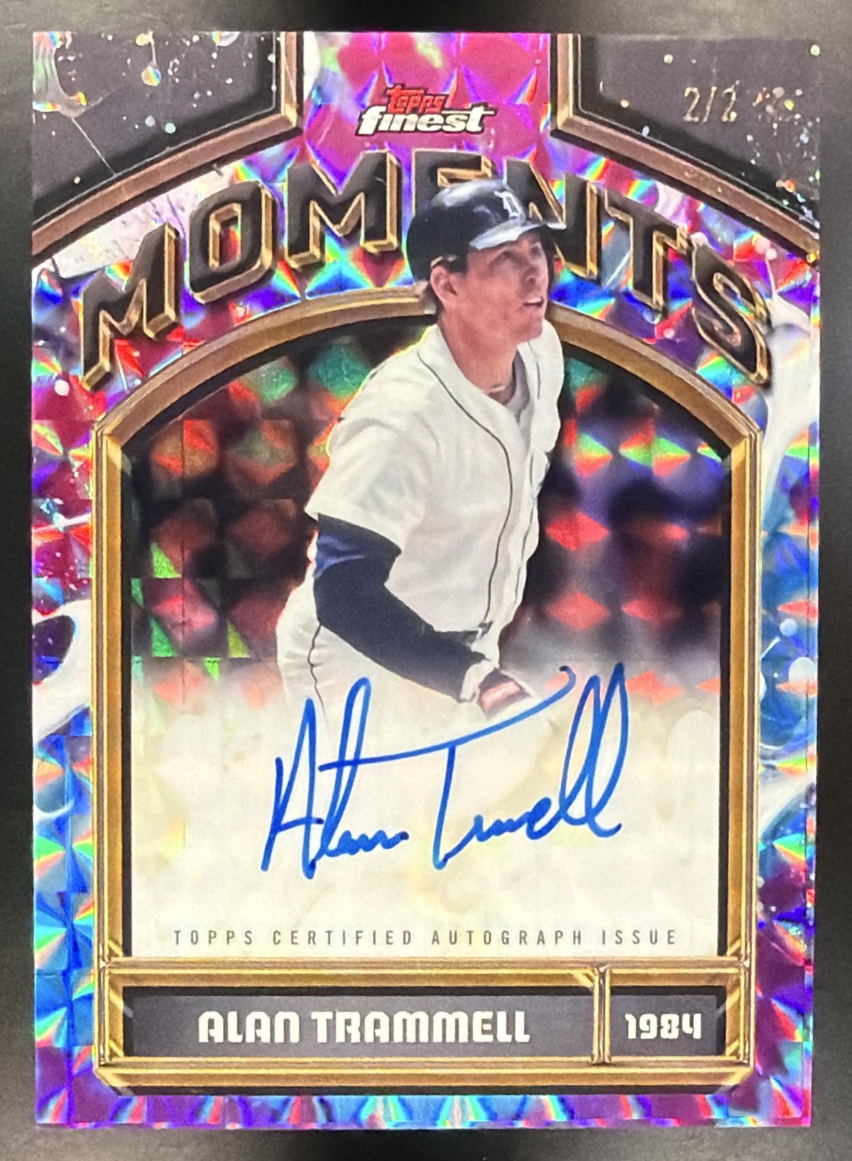 2026 Topps Finest Alan Trammell #FMA-AT Moments Auto Tie-Dye Geometric Refractor /2