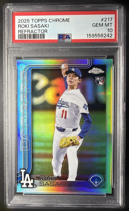 2025 Topps Chrome Roki Sasaki #217 Refractor RC PSA 10